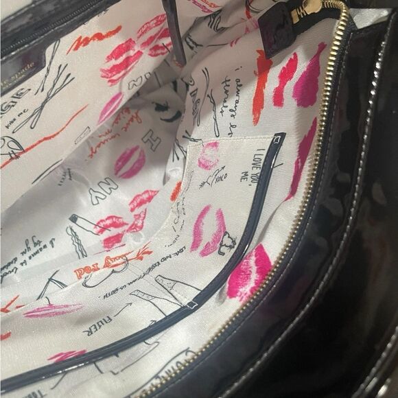 Kate Spade Patent Leather Tote with Gold Chain Embossed - Picture 4 of 16